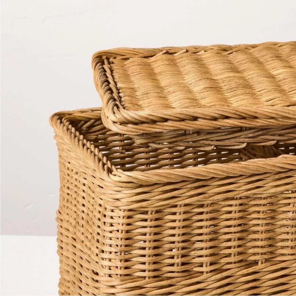 Medium Rattan Storage Basket with Lid - Hearth & Hand with Magnolia